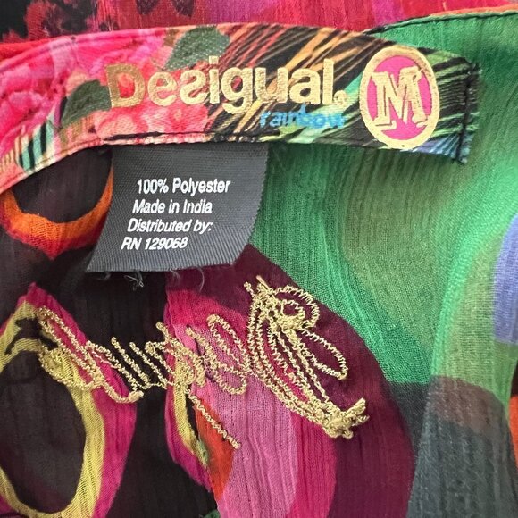 Desigual multicolor abstract print sheer blouse size M - Picture 5 of 6